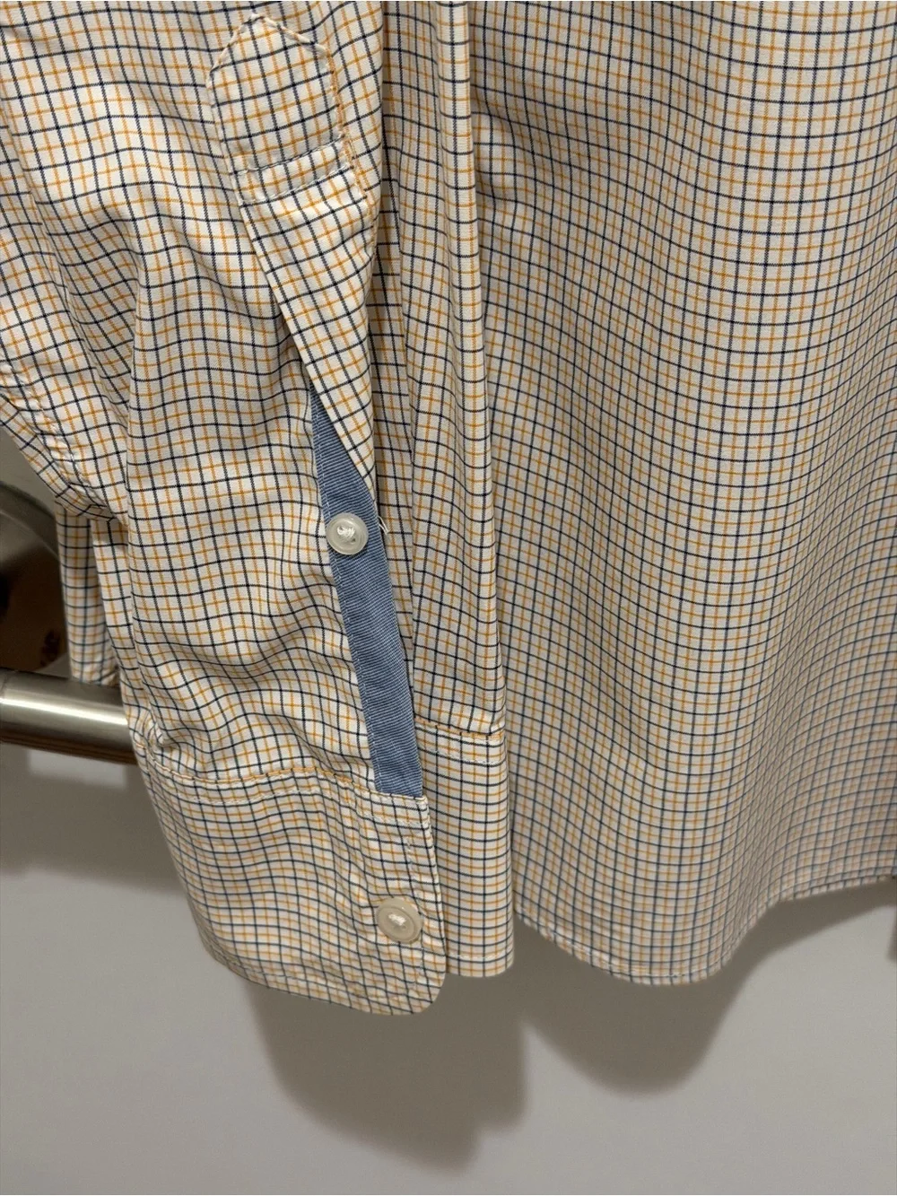 J. Crew Men's Beige and Blue Small Check Dress Shirt